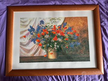 Serigrafia firmata di Franco Bocchi- Fiori in vaso
