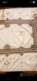 Antica tovaglia in puro lino pizzo Cantù