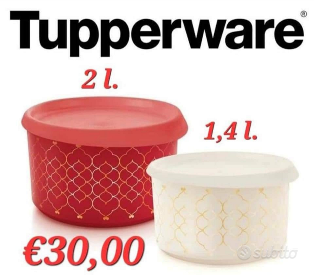Set contenitori pasta/cereali Tupperware originali coperchio rosso