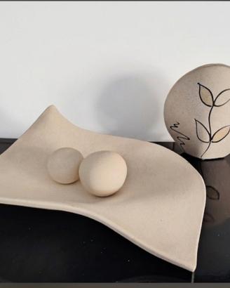 Centrotavola e Vaso Modernista Nude / Beige in cer
