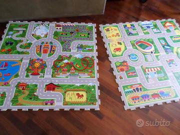 tappeto gommato con disegno città e strade