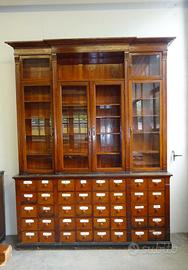 Libreria cassettiera da farmacia antica