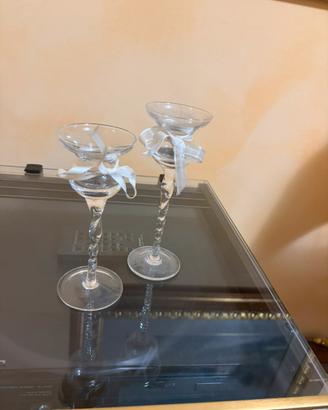 Coppia candelabri vetro vintage stilizzati
