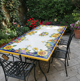 TAVOLO IN PIETRA LAVICA MIS. 200X100 CM. COMPLETO