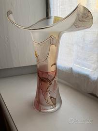 Vaso vetro dipinto a mano