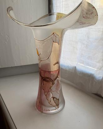 Vaso vetro dipinto a mano