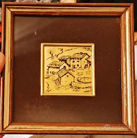 Quadretto Vintage Foglia Oro 22 KT 