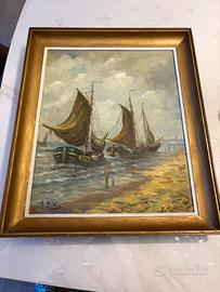 Dipinto "Marina con velieri"
