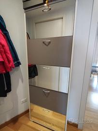 scarpiera a 5 ripiani con specchio 