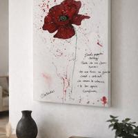 Quadro acrilico su tela 50 x 70 papavero rosso