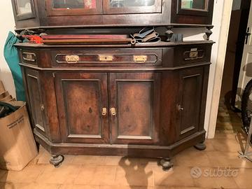 credenza scantonata con vetrina '900