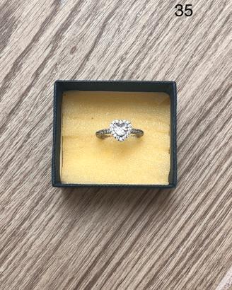 Anello a Cuore in Acciaio con Strass - Regolabile