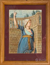 Guache su carta sec. XIX figura femminile