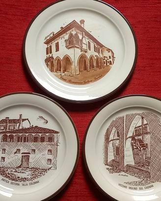 3 piatti con scorci di Treviso di A.Malossi