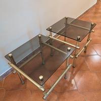 Coppia comodini ottone e cristallo