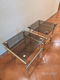 Coppia comodini ottone e cristallo