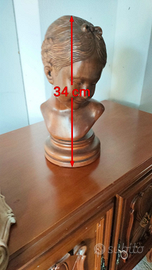 Busto di donna scultura vintage in legno