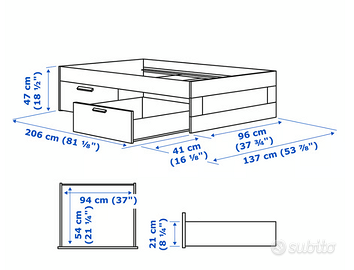 Struttura letto con cassetti - 90x200 - IKEA