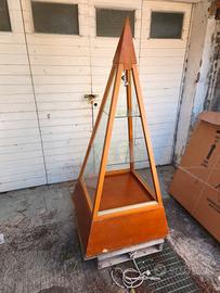 Vetrina piramide vintage in legno e vetro