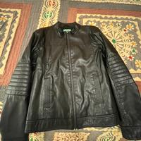 Giubbino pelle nero Benetton