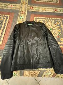 Giubbino pelle nero Benetton