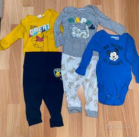 Set da 5 pezzi: 3 body piu due pantaloni 62-68 cm
