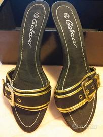Scarpe nero oro "calaier" eleganti con tacchetto