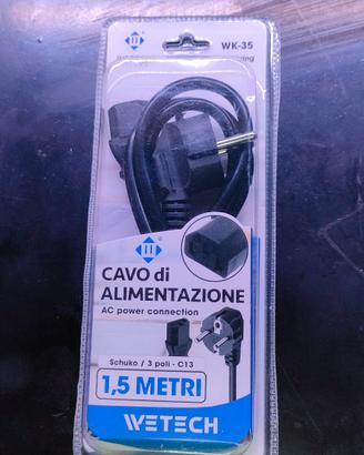 Cavo Alimentazione AC Schuko 3 Poli C13 Wetech 1,5