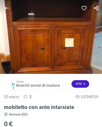mobiletto in legno vero