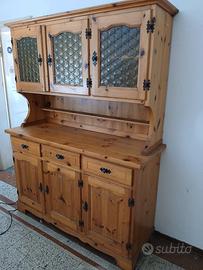 credenza vetrinetta rustica legno di pino