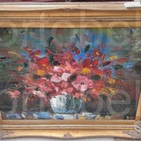 Codice: 5029 QUADRO OLOIO SU TELA VASO CON FIORI