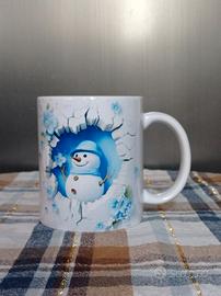 Tazza Natalizia in Ceramica Effetto 3D Pupazzo
