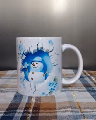 Tazza Natalizia in Ceramica Effetto 3D Pupazzo