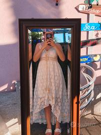Abito lungo bianco in pizzo stile Boho Chic