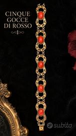 Bracciale vintage argento 800 filigrana e corallo