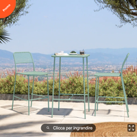 Set bistrot con tavolo alto e 2 sgabelli in acciai