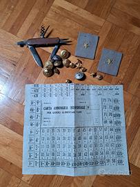 lotto militaria, bottoni spalline, tessera annonar