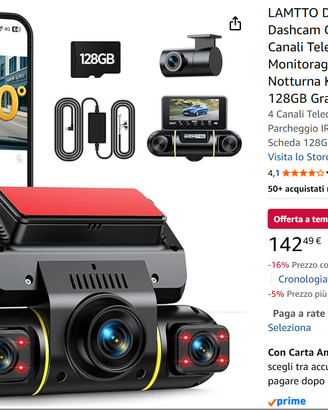 Dash Cam Auto 360 Gradi Dashcam Controllo APP WiFi