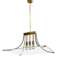 Lampada Pagoda Esperia in vetro curvato e bronzo