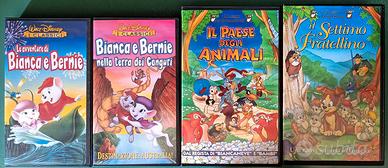 4 VHS con film di animazione Disney e altro