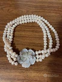 Collana vintage 3 fili con perle