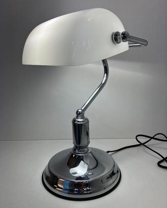 Lampada tavolo "ministeriale" cromo/bianco