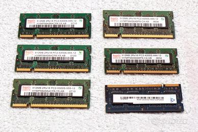 RAM SO-DIMM DDR2 per Laptop/Notebook 512 Mb