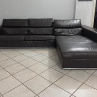 Divano in pelle con penisola della Roche Bobois