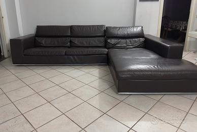 Divano in pelle con penisola della Roche Bobois