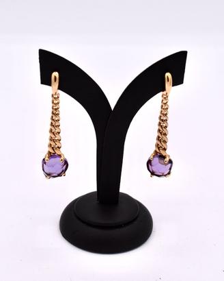 pomellato lola orecchini oro rosa 18 kt ametista