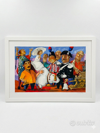 Pino Procopio "Festa Paesana" 70x100 cm Firmata