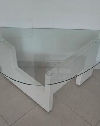 Tavolino da salotto ovale con piano in vetro