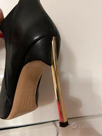 Tronchetti MOHAI in pelle nera e tacco oro