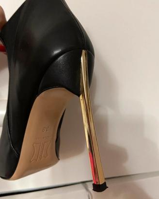 Tronchetti MOHAI in pelle nera e tacco oro